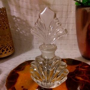 STUNNING..1960'S "ACC" HANDCUT CRYSTAL CLEAR PERFUME BOTTLE W/DABBER..ART DECO